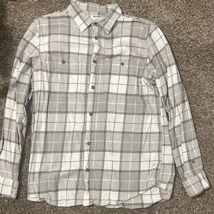 Old Navy Men's White and Gray Checkered Shirt